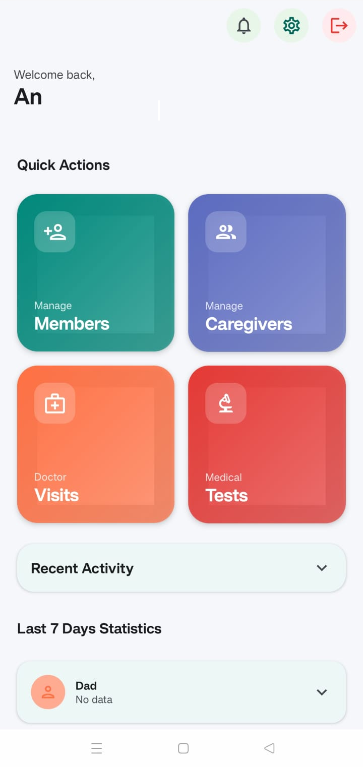RemindMe app dashboard